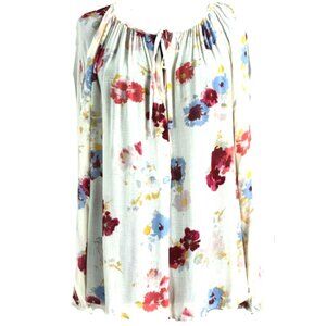 Brand New Lucky Brand Floral Print Boho Long-Sleeve Blouse Top
